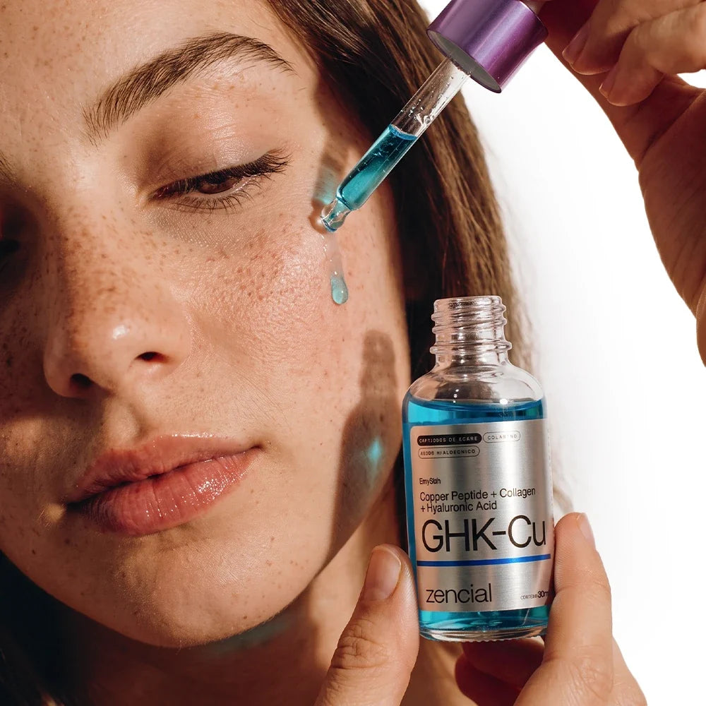 Sérum GHK-CU [Peptídeos de Cobre] - Com Colágeno e Ácido Hialurônico - 30ml - Zencial