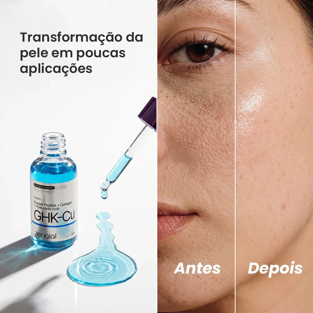 Sérum GHK-CU [Peptídeos de Cobre] - Com Colágeno e Ácido Hialurônico - 30ml - Zencial